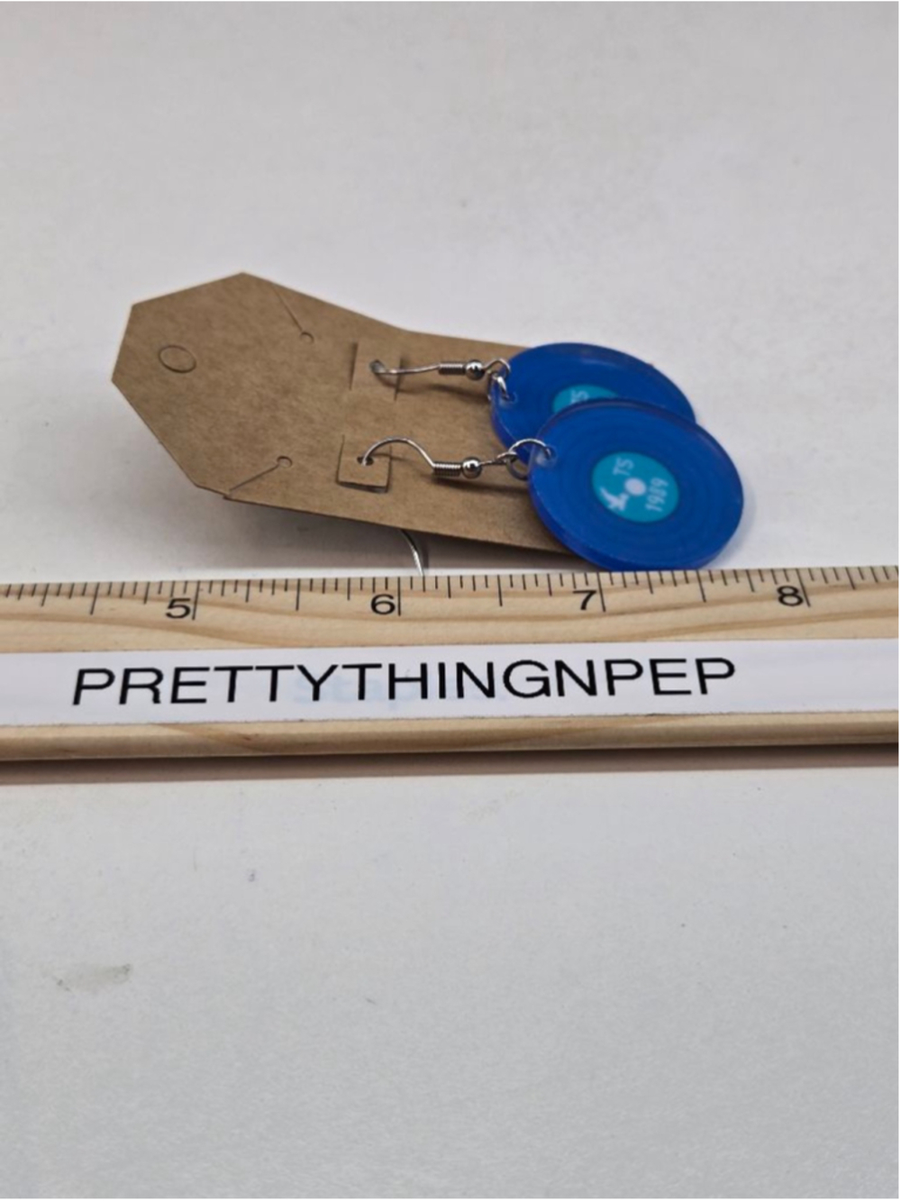Blue Taylor Swift 1989 Vinyl Record Acrylic Drop Earrings Fishhooks Collectible - Picture 5 of 6